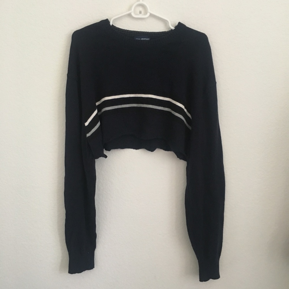 Navy striped crop sweater - Picture 2 of 4